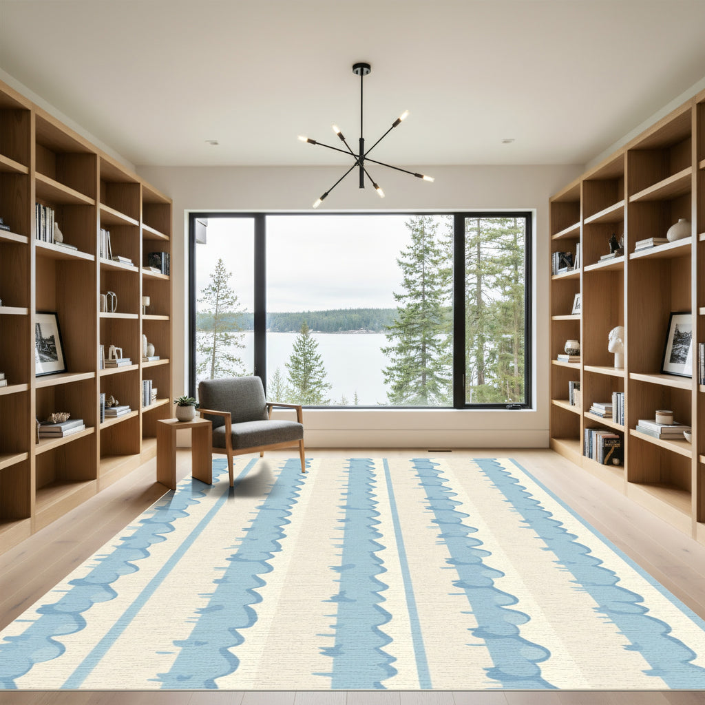 Soft Blue Bubbly Stripe Rug