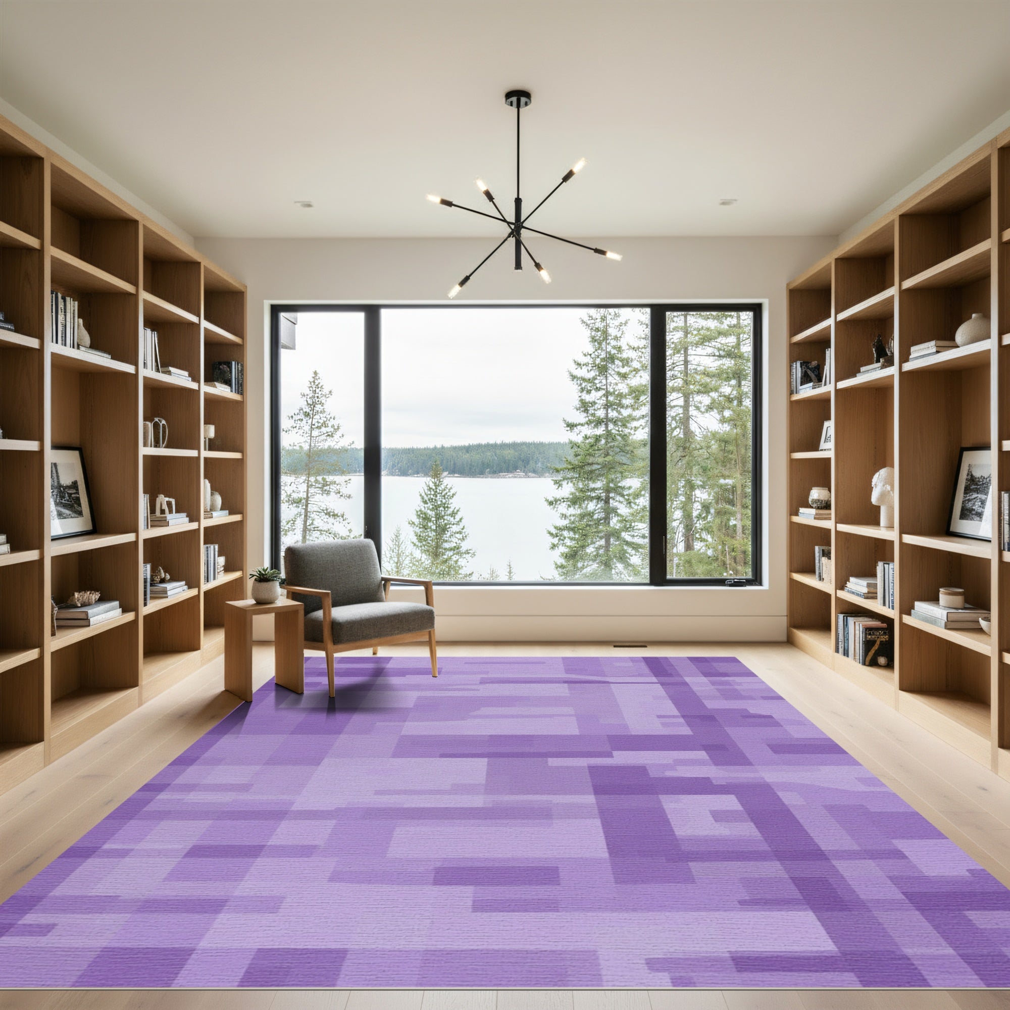 Lavender Hues Geometric Rectangular Overlay Rug