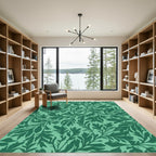 Emerald Green Leafy Branch Tapestry Rug
