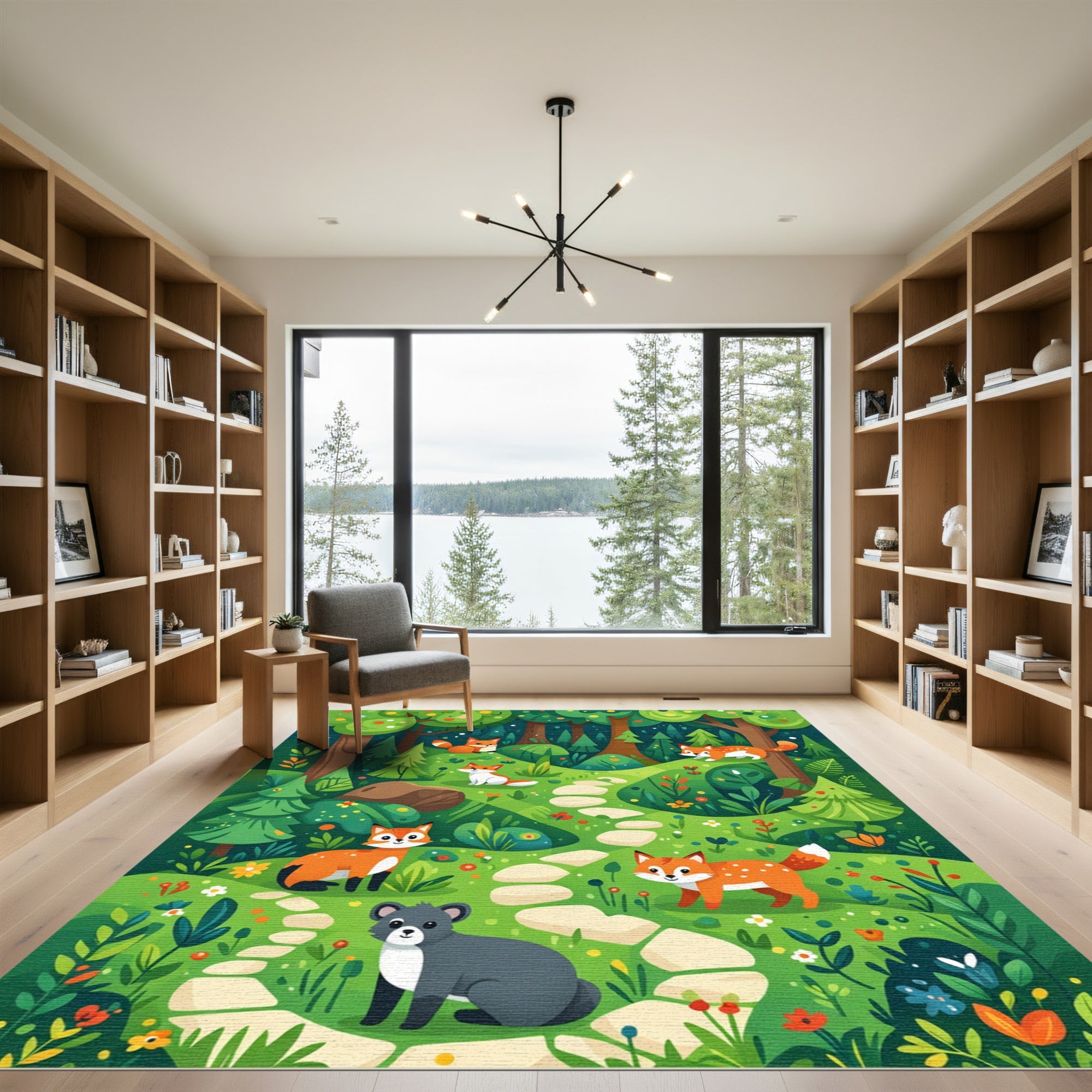 Forest Animals And Stone Path Rug