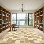 Earthy Tone Textured Patchwork Squares Rug