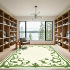 Green Vine Embrace Floral Border Rug