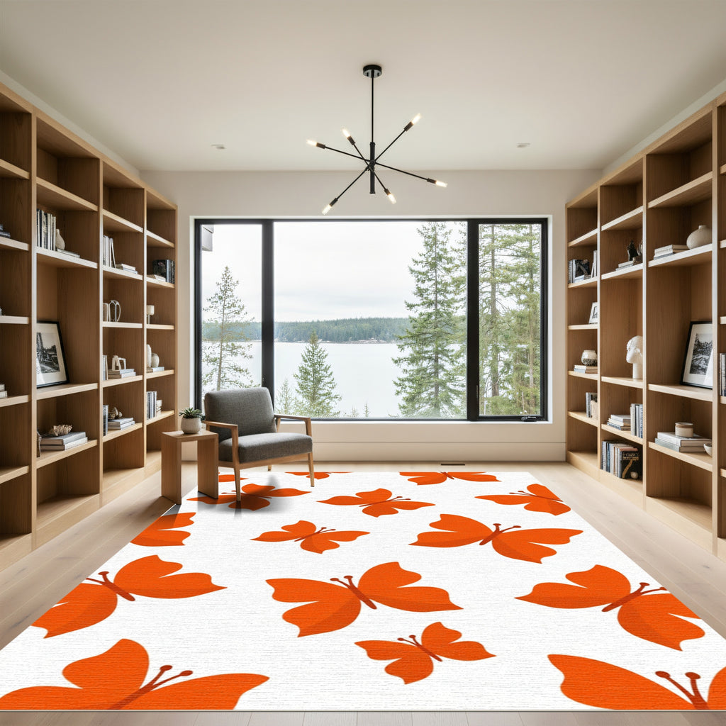 Orange Butterfly Invasion Rug