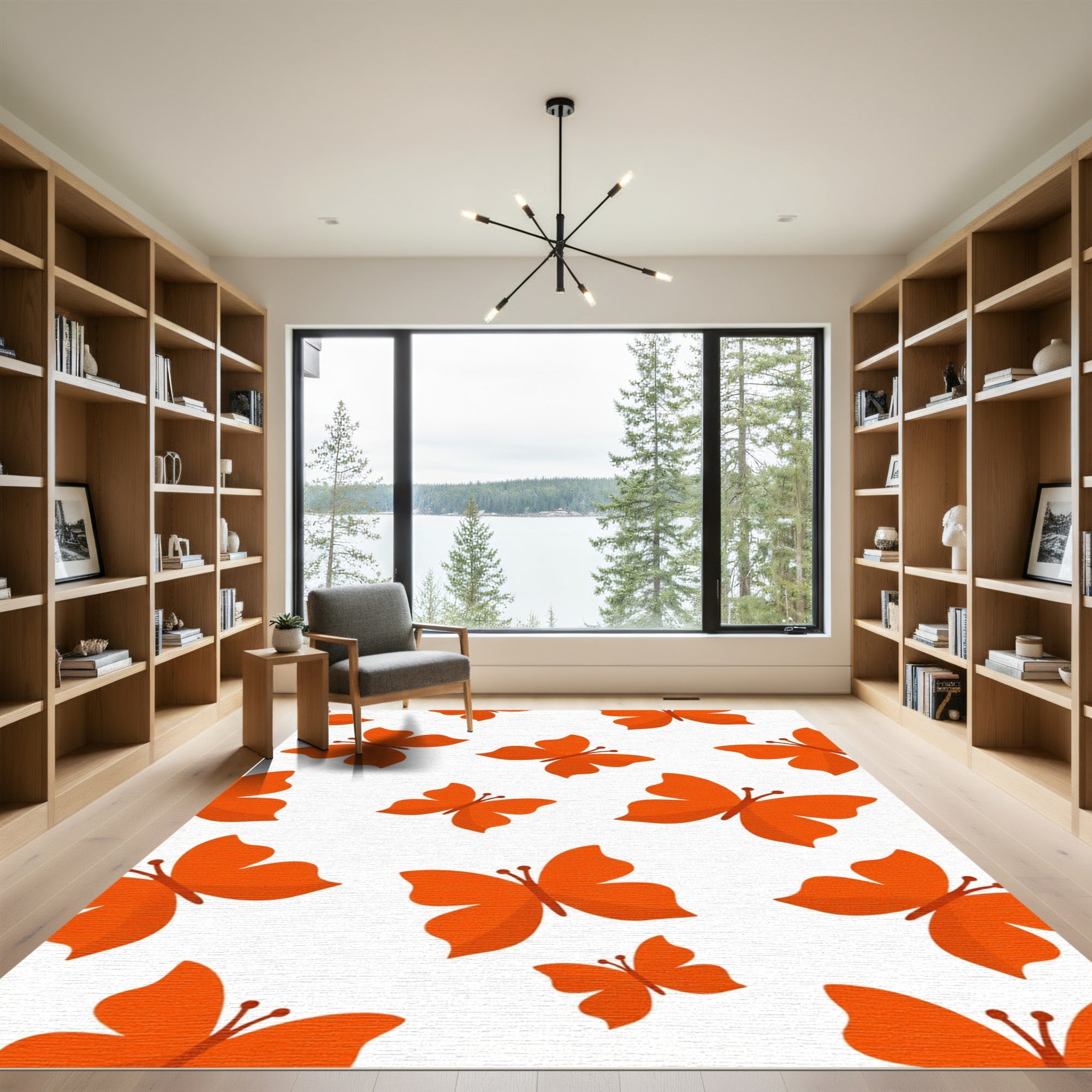 Orange Butterfly Invasion Rug