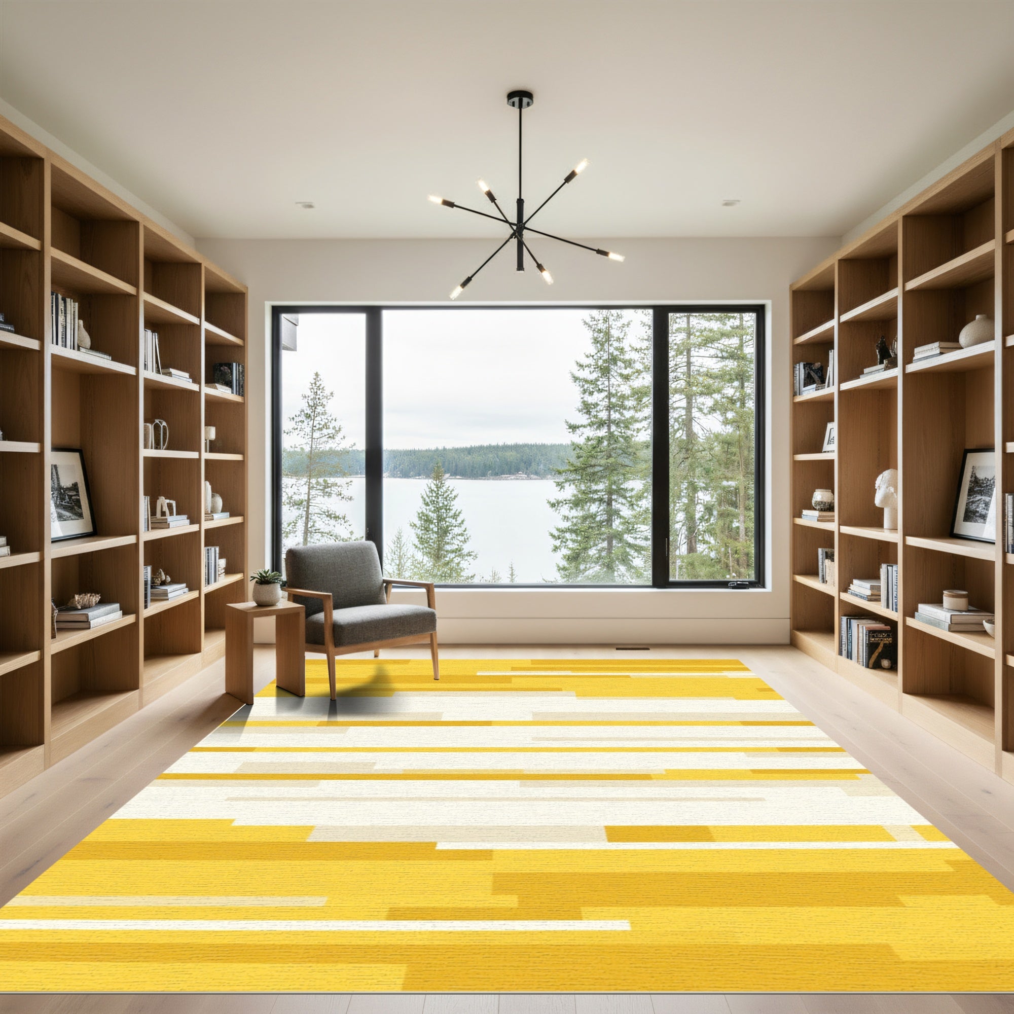 Golden Yellow Horizontal Stripe Rug