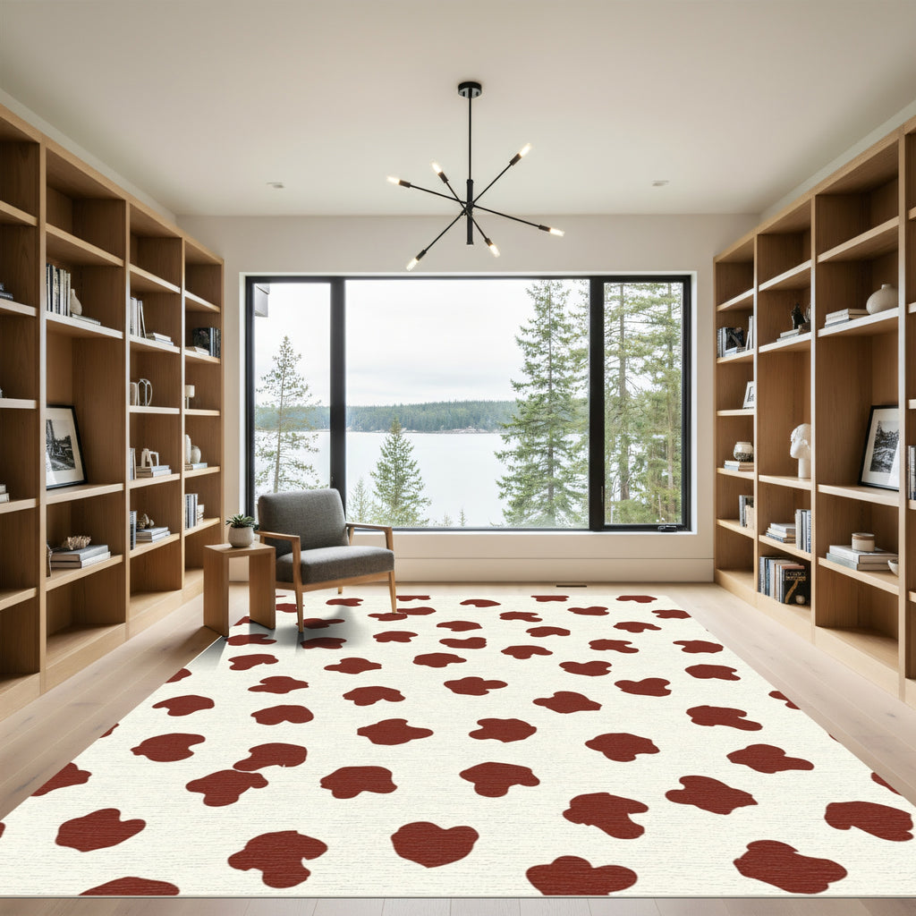 Modern Crimson Spotty Organic Rug