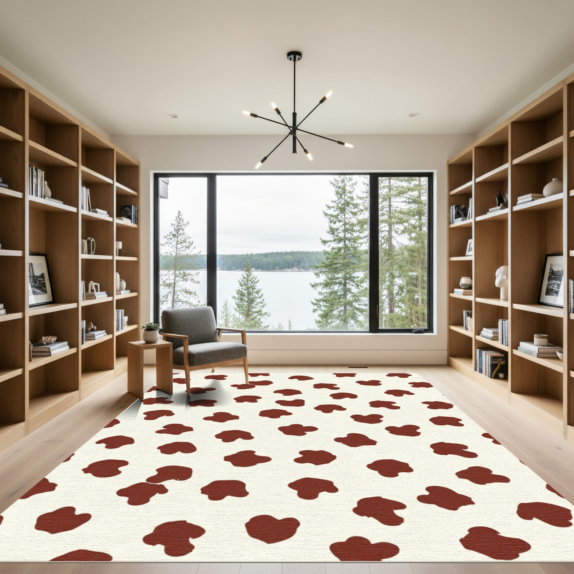 Modern Crimson Spotty Organic Rug