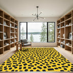 Yellow Black Scattered Shapes Rug