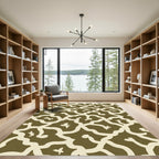 Olive Cream Vine Swirl Rug