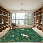 Mystical Green Unicorn Floral Meadow Rug