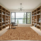 Rich Brown Swirling Organic Lines Rug