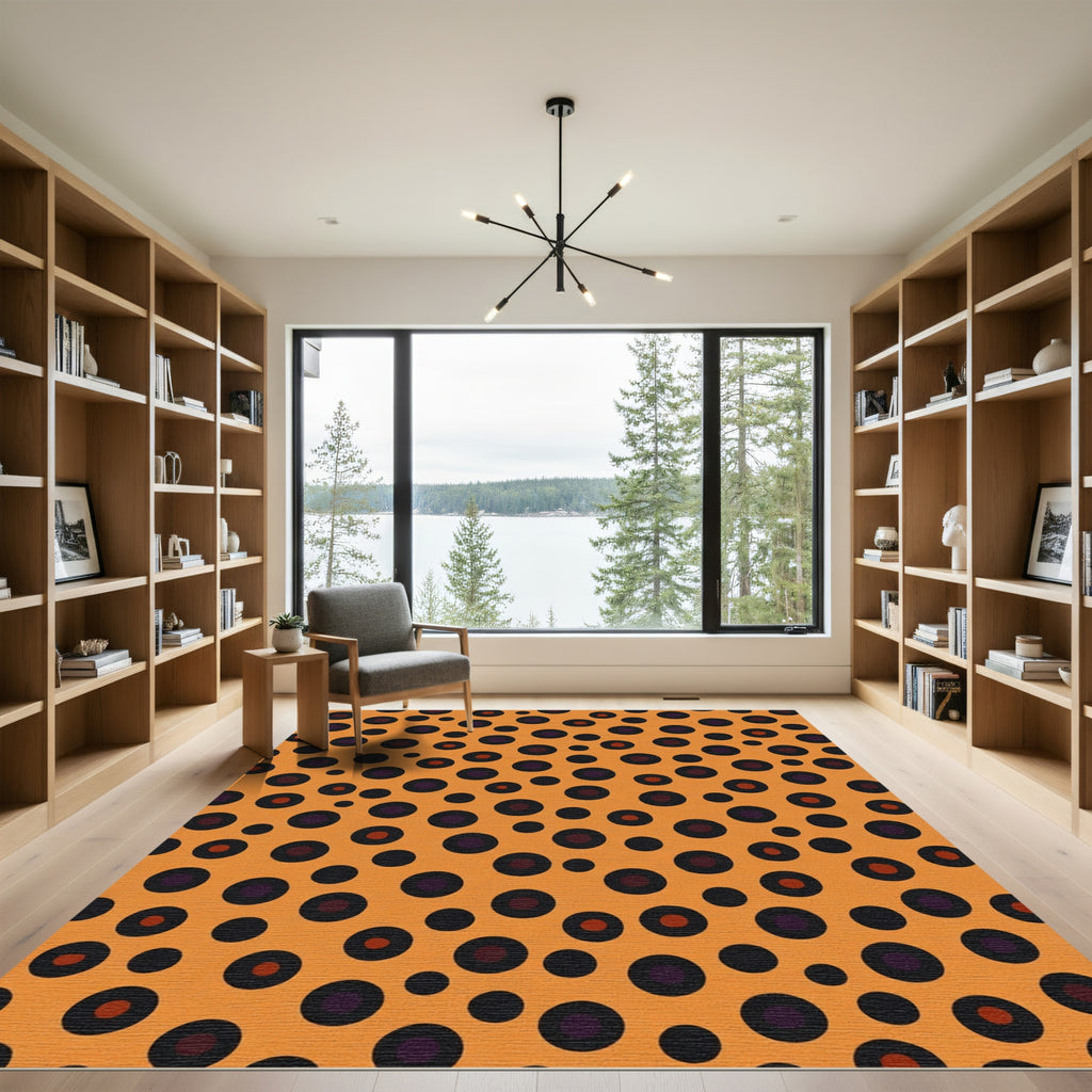 Orange Black Purple Dot Scatter Rug