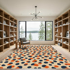 Burnt Orange Navy Polka Dot Rug