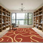 Terracotta And Ochre Abstract Swirl Rug