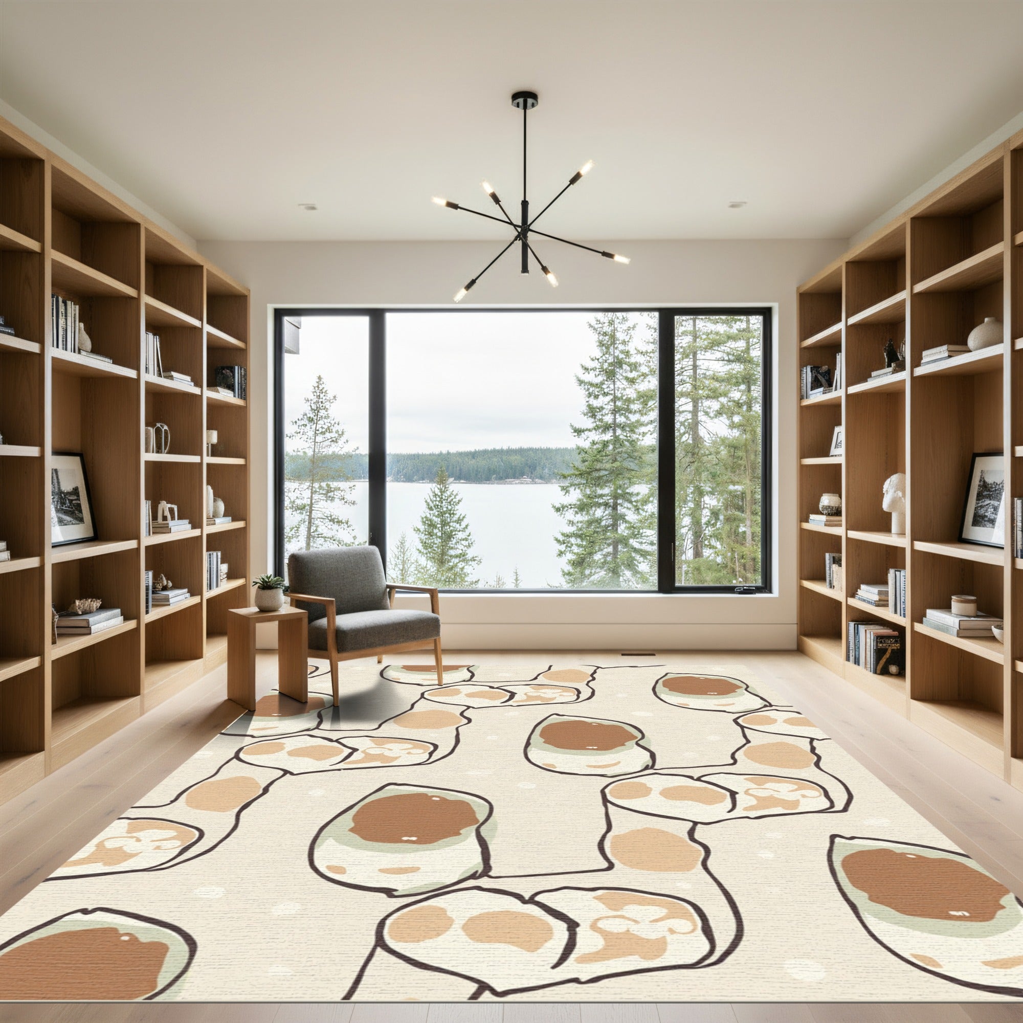 Earthy Tone Organic Freeform Swirl Rug