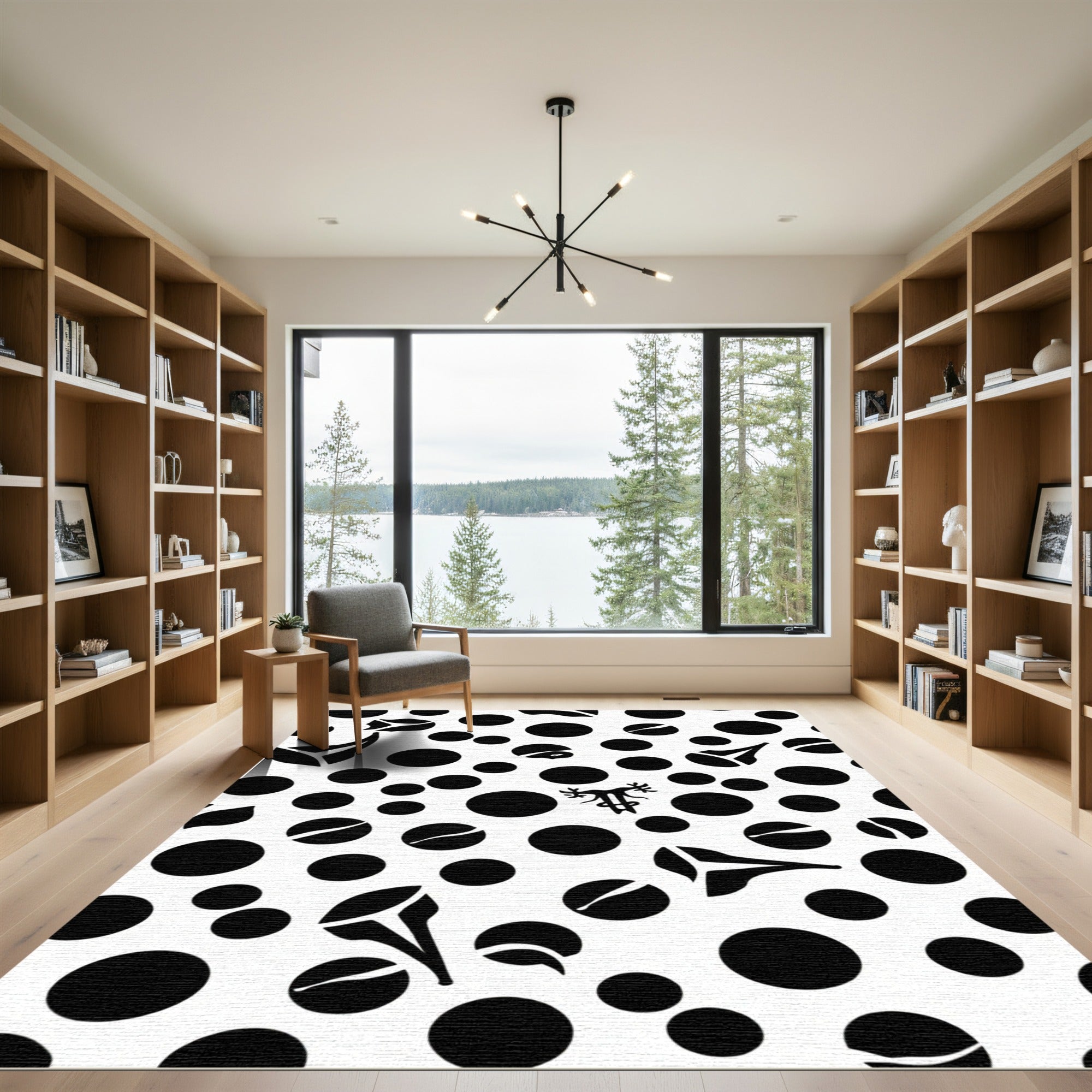 Black White Organic Spotty Shape Rug