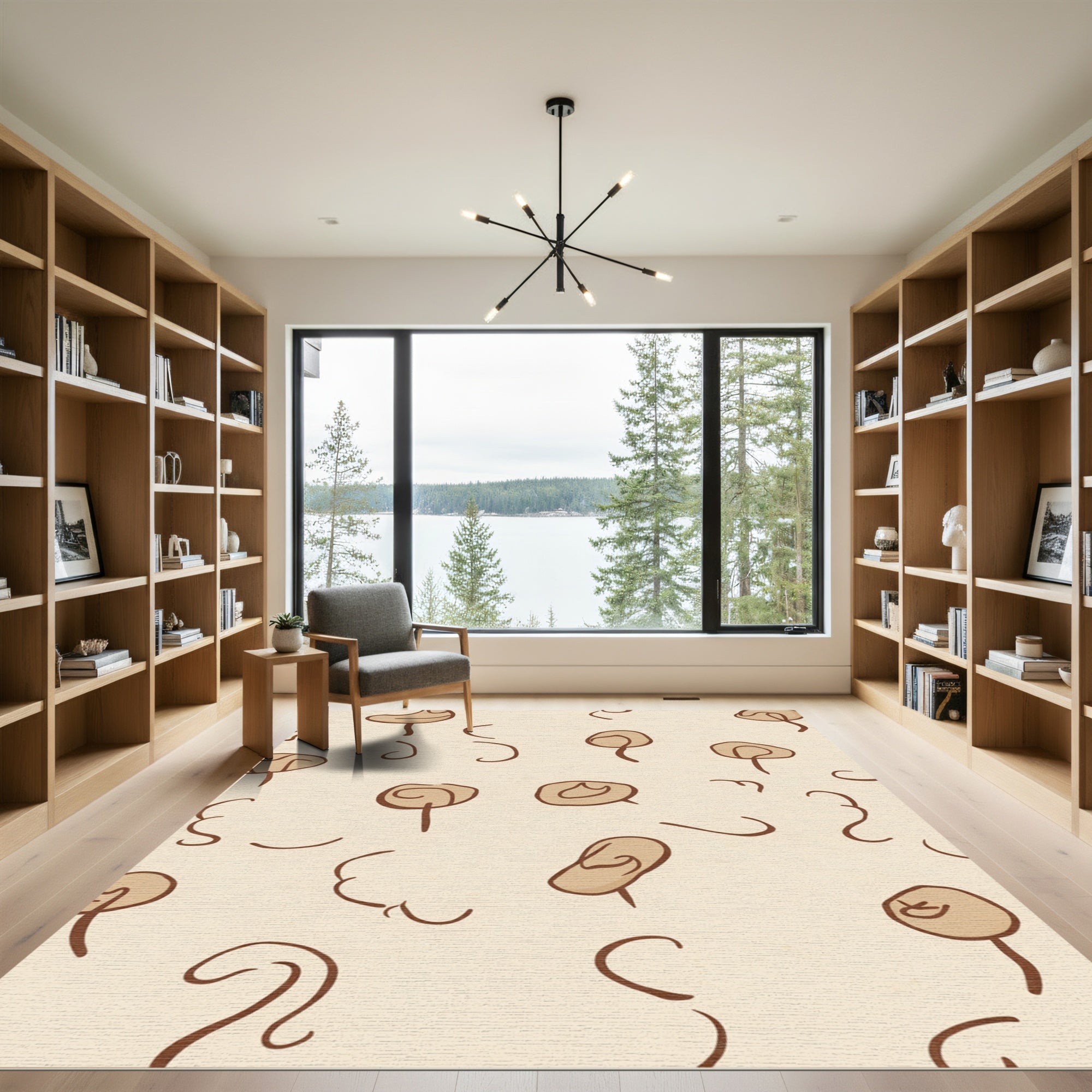 Minimalist Earthy Tan Abstract Shapes Rug