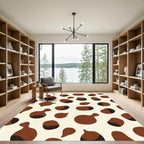 Brown Cream Abstract Blobs Rug