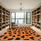 Orange Black Irregular Geometric Splash Rug