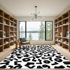 Abstract Black Geometric Shapes Rug