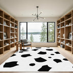 Black White Abstract Organic Spots Rug
