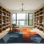 Geometric Orange Blue Gradient Abstract Rug