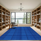 Deep Blue Gradient Plaid Dots Rug