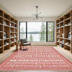 Crimson White Intricate Diamond Border Rug