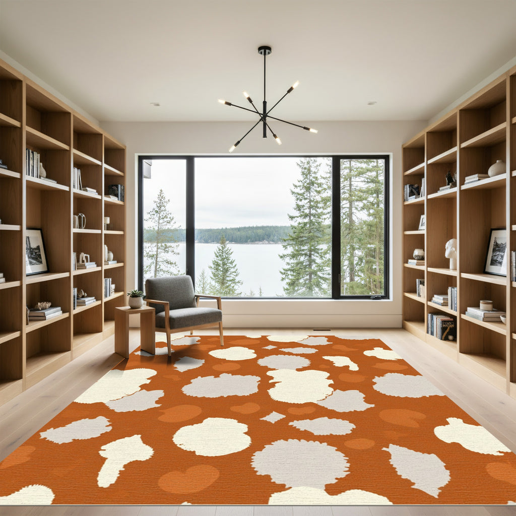 Earth Tone Organic Splatter Abstract Rug