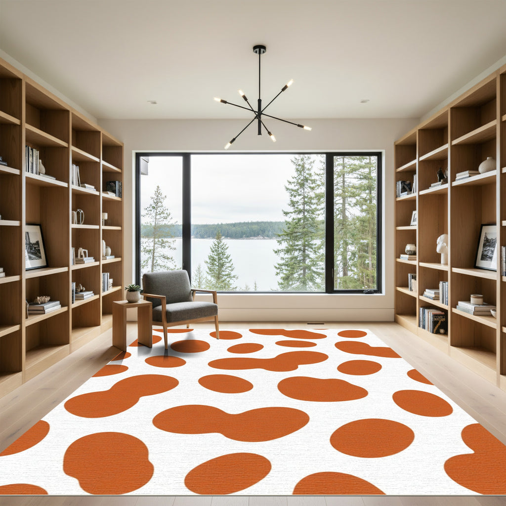 Orange White Organic Blob Rug