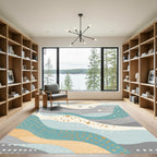 Soft Abstract Horizontal Wave Dots Rug