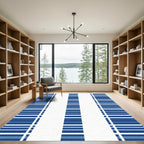 Deep Blue Striped Column Rug