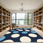 Navy Cream Sky Blue Polka Dot Rug