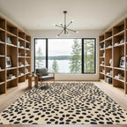 Neutral Tan Black Spotted Overlay Rug