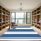 Classic Blue White Stripe Rug