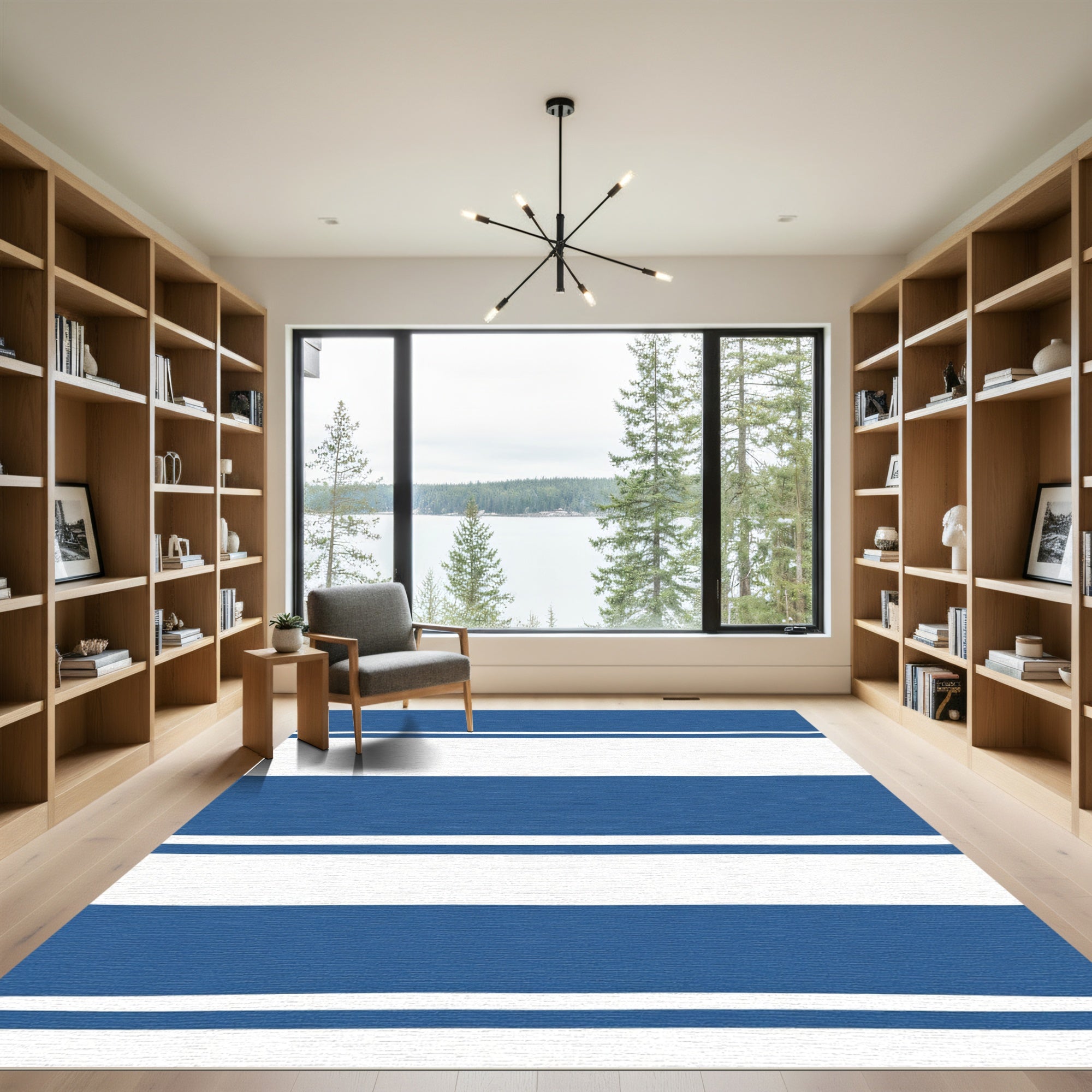 Classic Blue White Stripe Rug