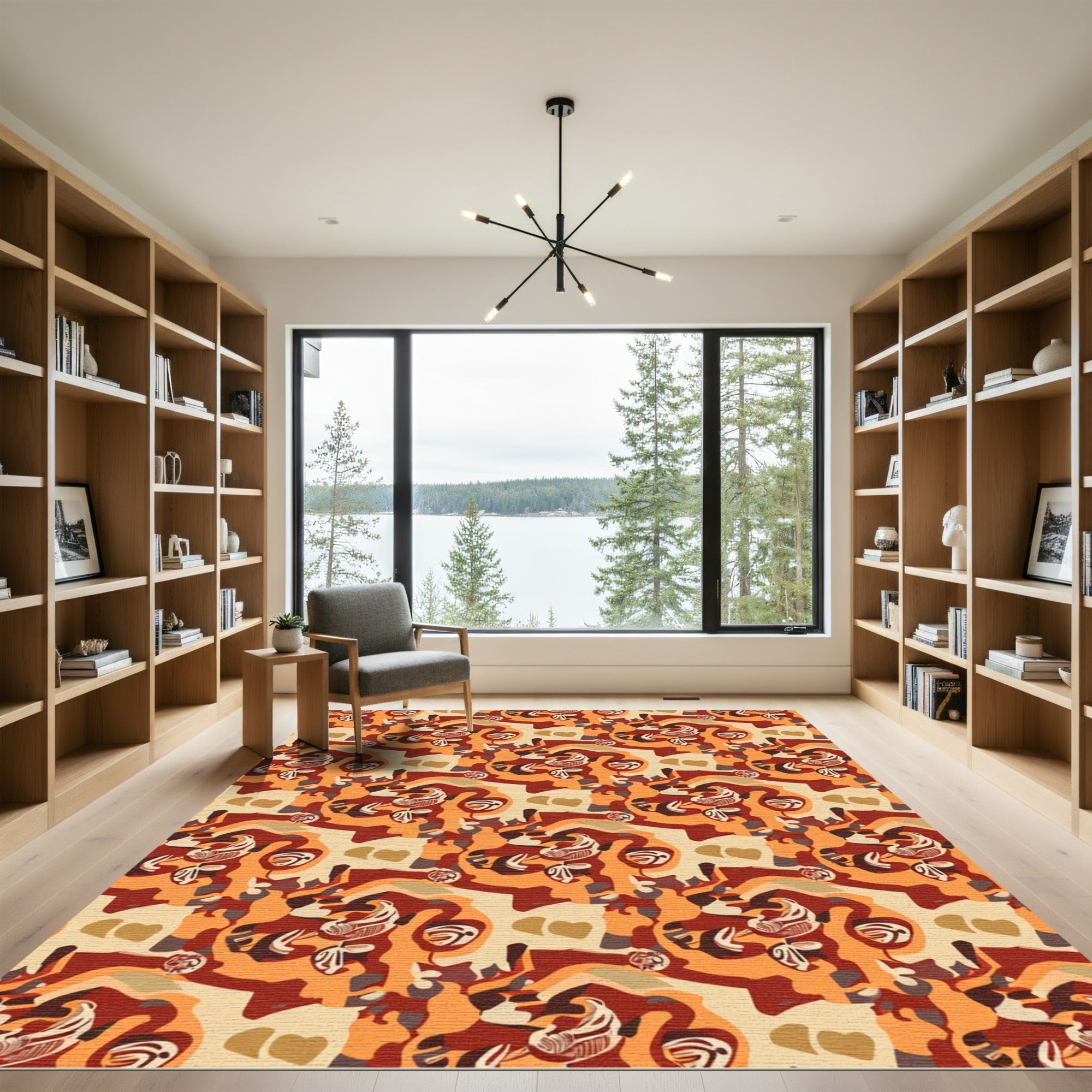 Earthy Tones Abstract Swirl Heart Rug