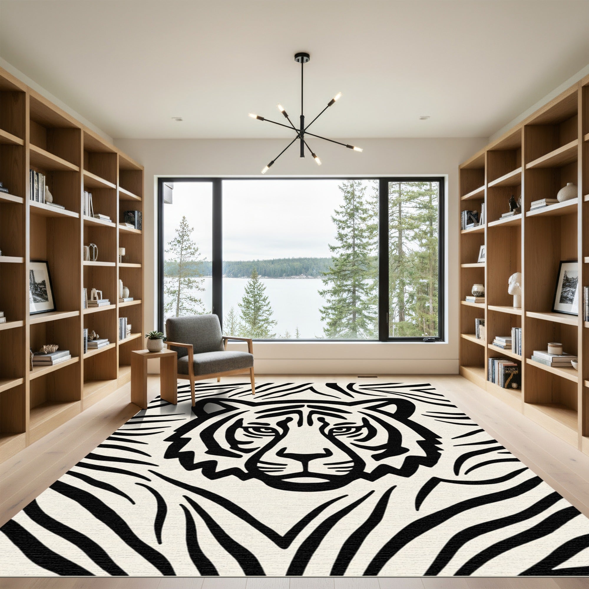 Bold Black Tiger Stripes Rug