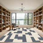 Modern Slate Geometric Block Rug