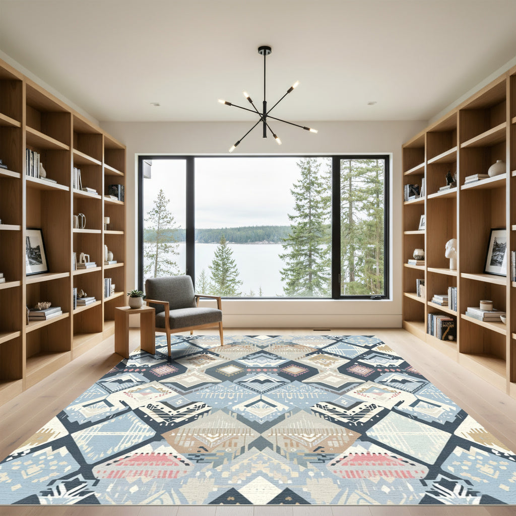 Geometric Tribal Diamond Patchwork Rug