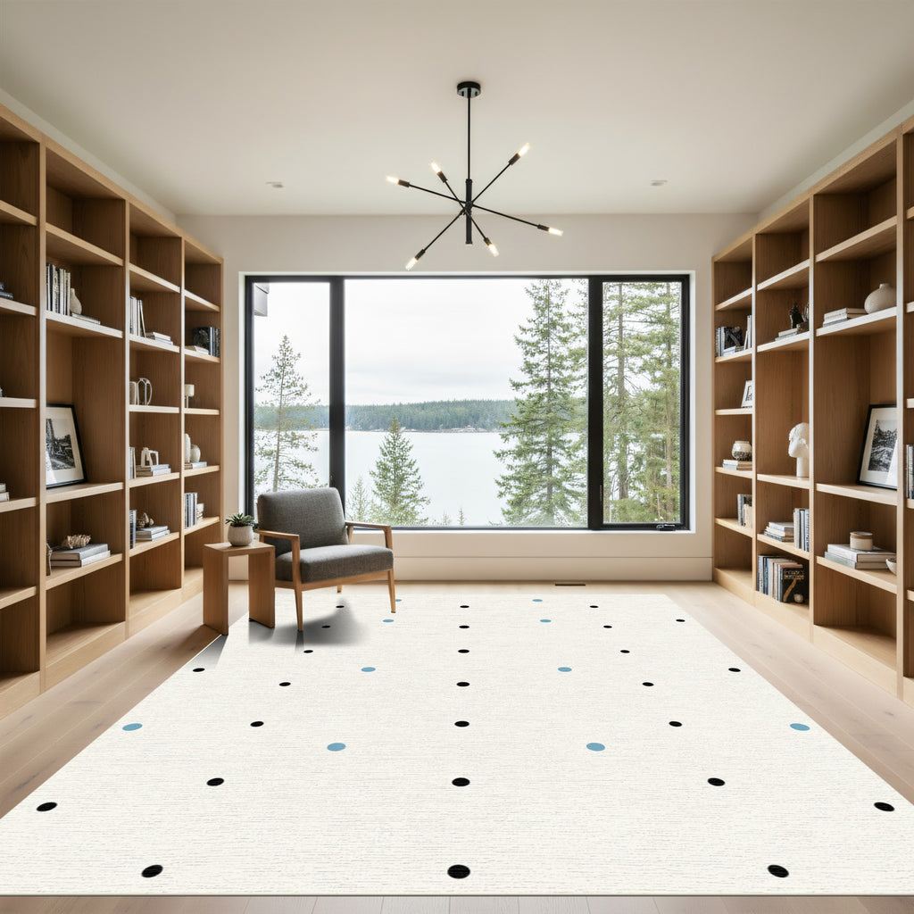 Simple Black Blue Dot Pattern Rug