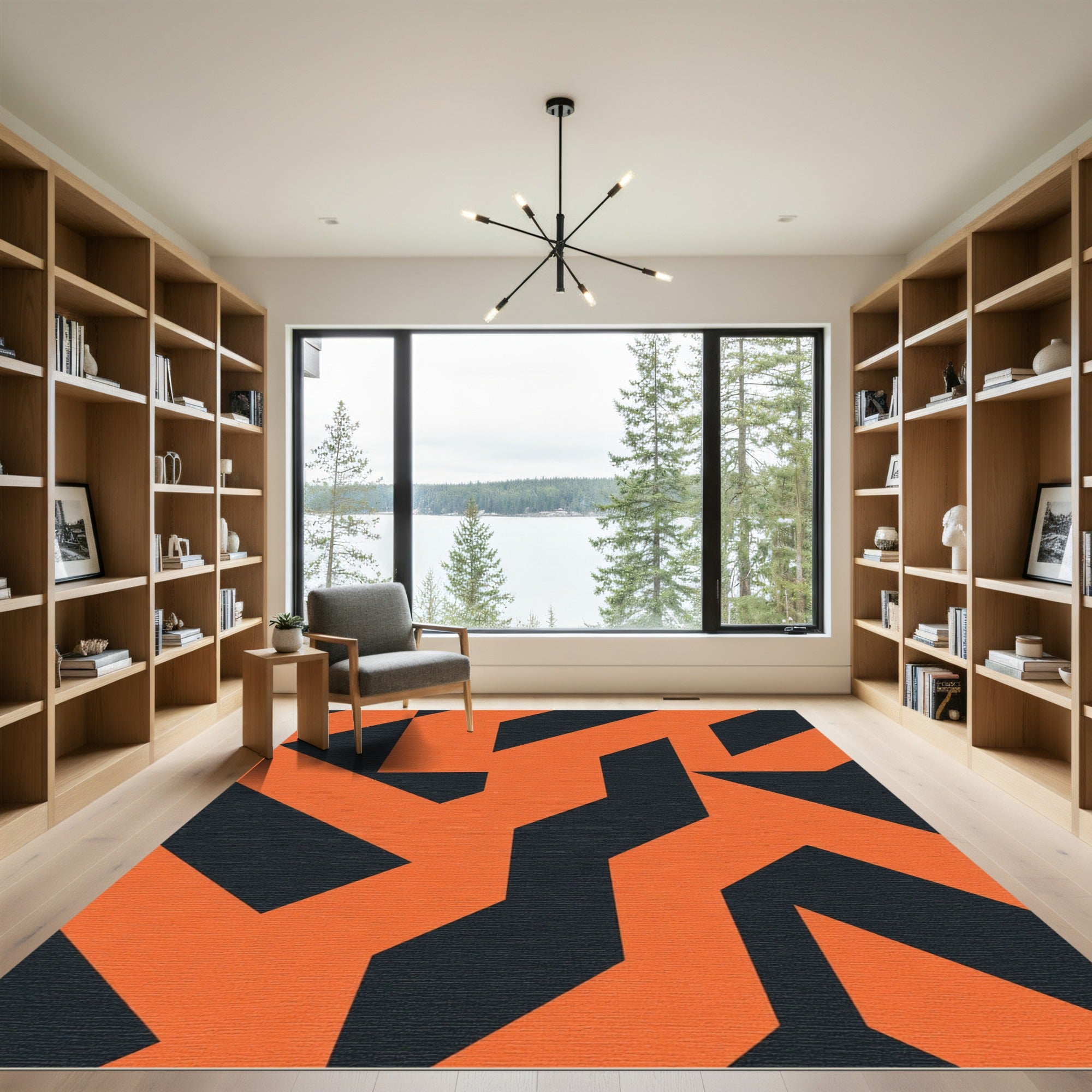 Bold Orange Geometric Angled Rug