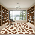Brown Circles Cream Background Rug