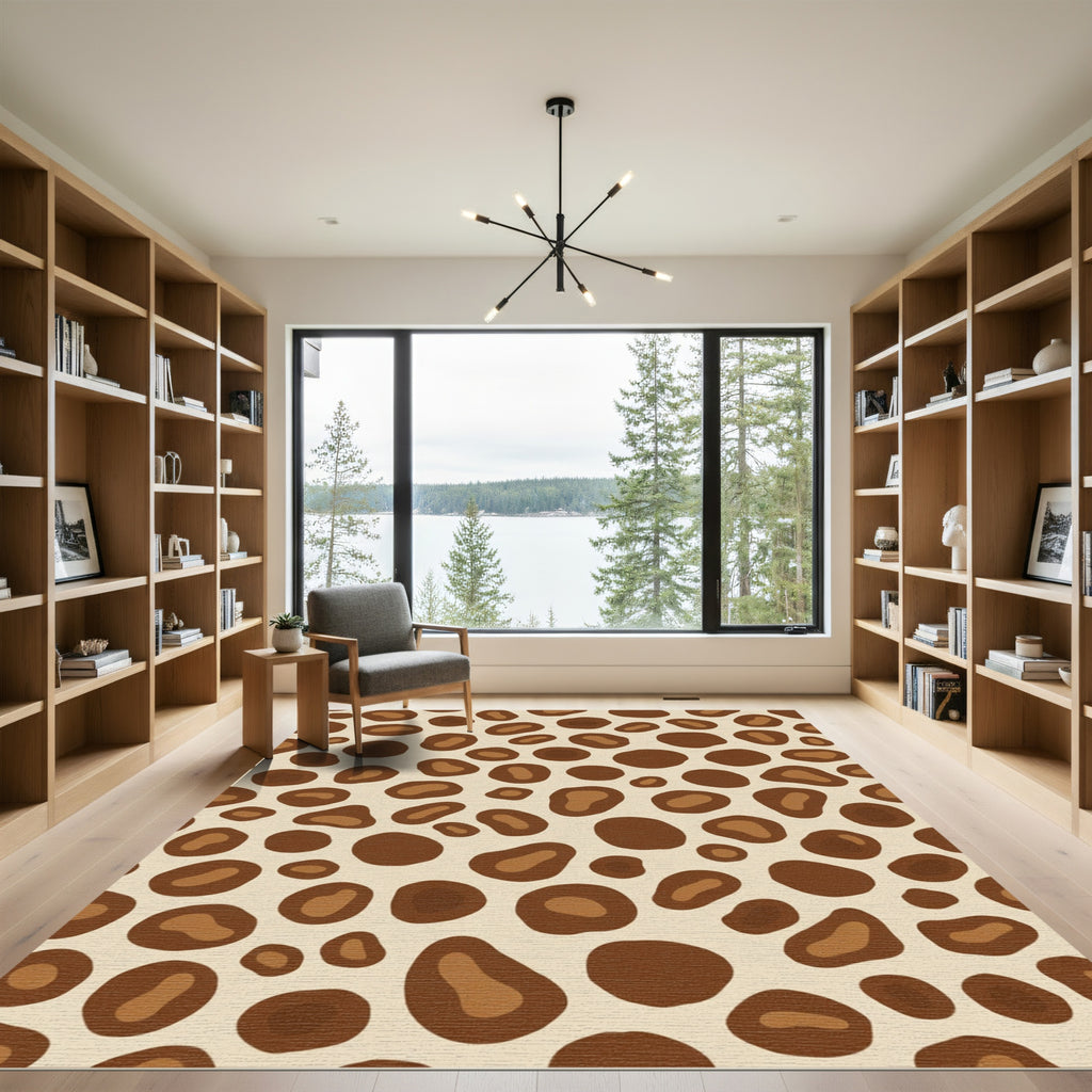 Spotted Safari Brown Abstract Shapes Rug