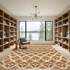 Earthy Brown Damask Floral Medallion Rug