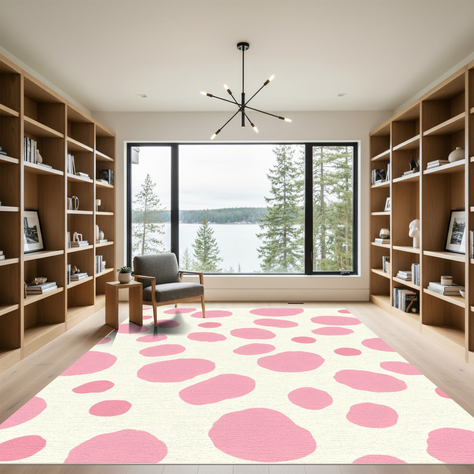 Pink and Cream Irregular Spots Rug