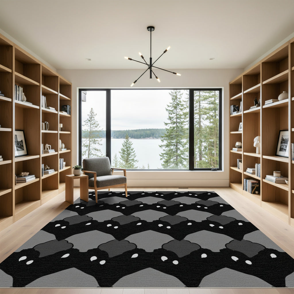 Monochrome Jagged Diamond Arrangement Rug