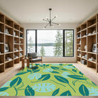 Teal Leafy Foliage Vines Rug