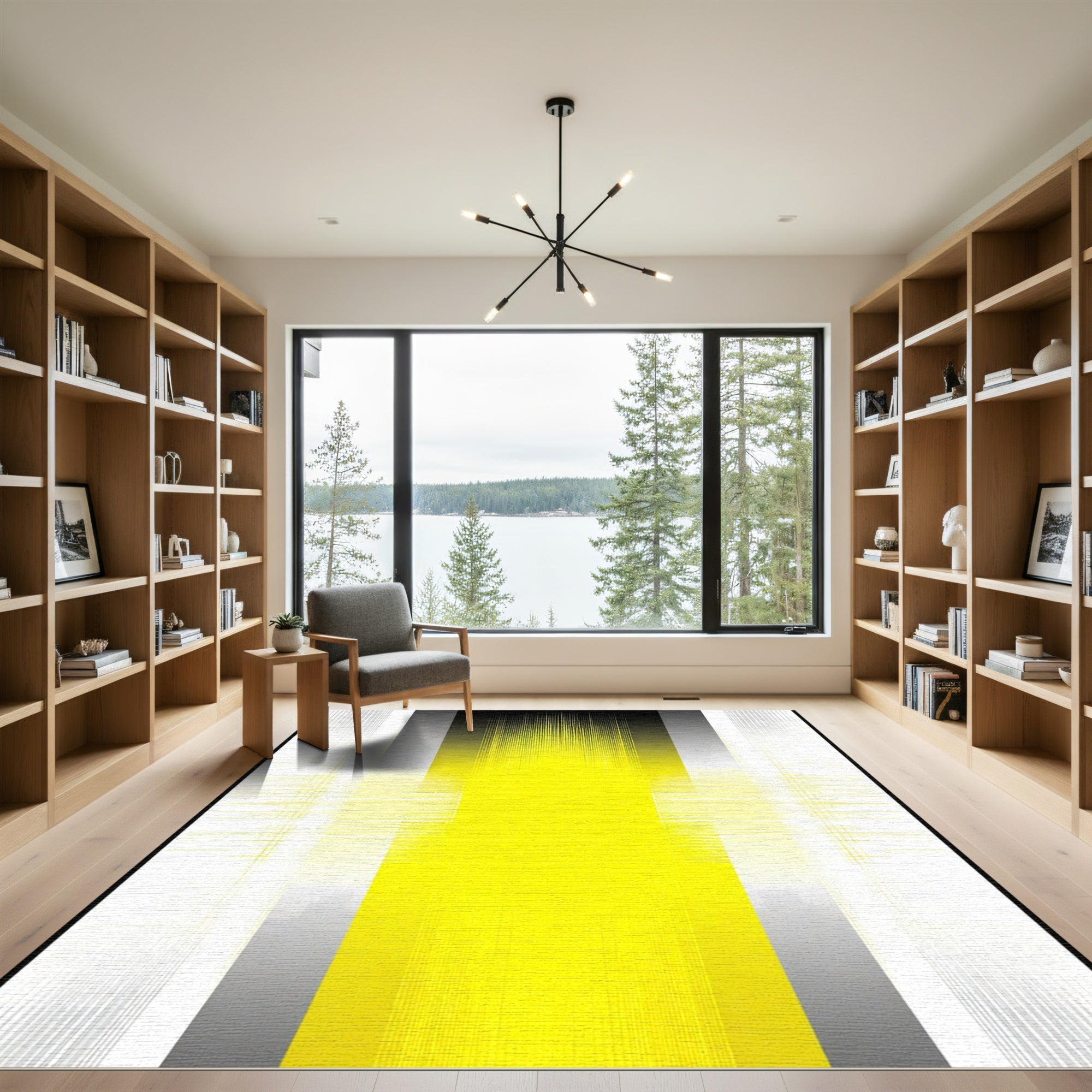 Bright Yellow Vertical Rays Rug