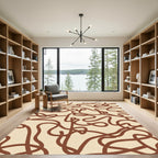 Brown Abstract Wavy Line Rug